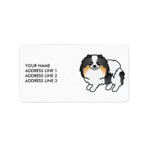 Étiquette Pomeranian Tricolore Blanc Chien de Dessin Animé M