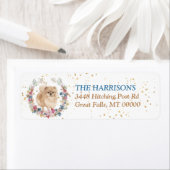 Étiquette Poméranie Fleurs de printemps de chien (En situation)