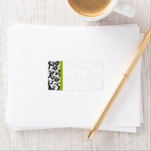 Étiquette Pomme vert et noir Damask Dots Livraison