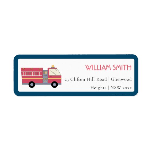Étiquette Pompier rouge Alarme Camion Fournitures d'annivers (Devant)