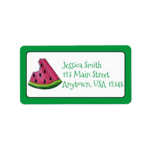 Étiquette Ponctueuse Pink Watermelon Fruit Slice Adresse