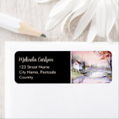 Étiquette Pont Arché Maine Automne aquarelle peinture (En situation)