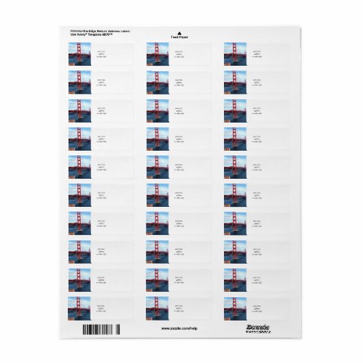 Étiquette Pont de San Francisco (Feuille entière)