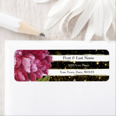 Étiquette Pony rose Fleur Noir et Blanc Bande (En situation)