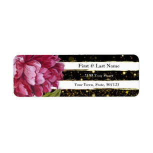 Étiquette Pony rose Fleur Noir et Blanc Bande