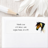 Étiquette Pony sauvage | Aquarelle Adresse de retour du chev (En situation)