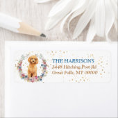 Étiquette Poodle Chien Fleurs de printemps Wreath (En situation)