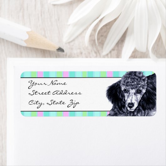 Étiquette Poodle crayon (En situation)