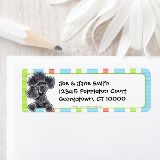 Étiquette Poodle de Jouet Noir Fun Stripes (En situation)