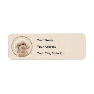 Étiquette Poodle Miniature Toy Apricot Crème Chien Brown Art