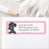 Étiquette Poodle noir Petits os rose (En situation)