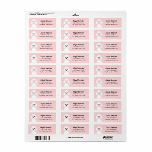 Étiquette Poodle Return Address Labels (Feuille entière)