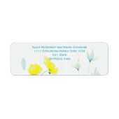 Étiquette Poppies rustiques simples bleues jaunes aquarelles (Devant)