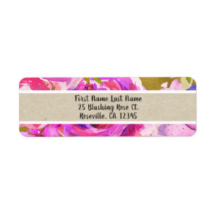 Étiquette Pops De Rose Violet Or Moderne Floral Chic Tendanc