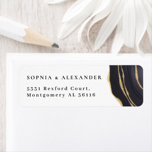 Étiquette Porte noire et or (En situation)