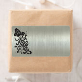 Étiquette Porteur d'eau Aquarius Silhouette Effet métallique (En situation)