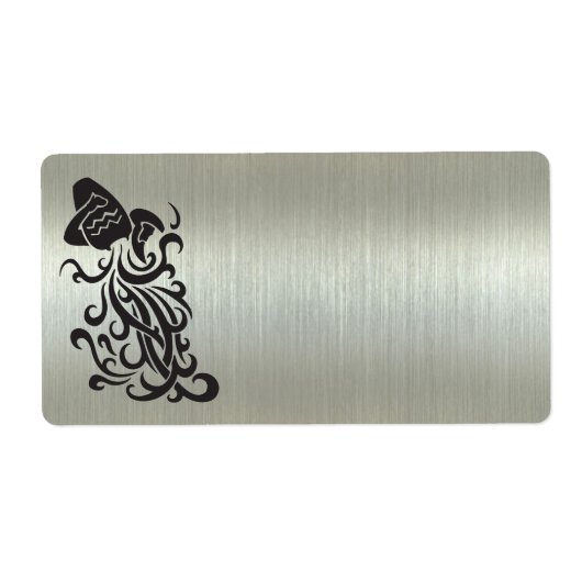 Étiquette Porteur d'eau Aquarius Silhouette Effet métallique (Devant)