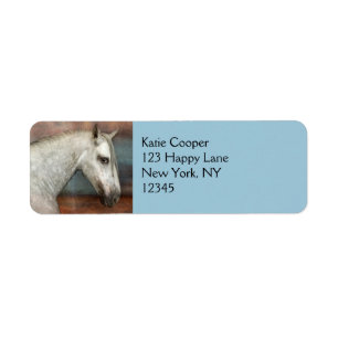 Étiquette Portrait de Cheval Andalou Gris Dappé