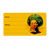 Étiquette Portrait féminin africain avec coucher de soleil (Devant)