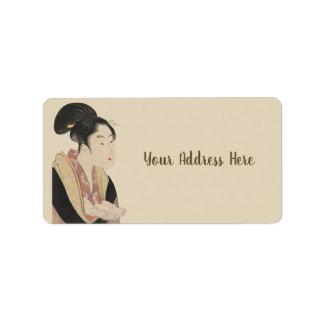 Étiquette Portrait japonais Vintage Ukiyo-e femme