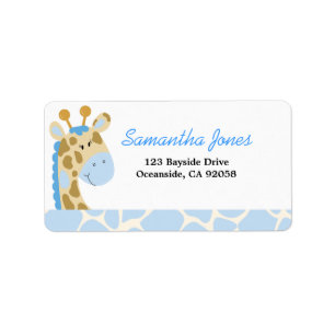 ÉTIQUETTE POSTALE (BLEUE) D'IMPRESSION DE GIRAFE