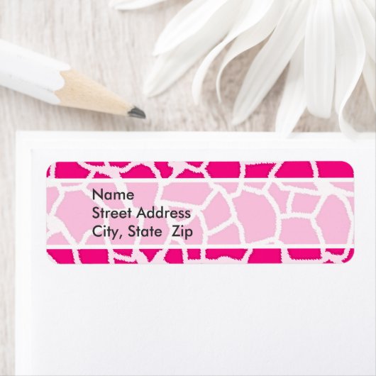 Étiquette Poster de animal de girafe rose vif (En situation)