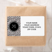 Étiquette Poster de animal Léopard rose avec Monogramme (En situation)