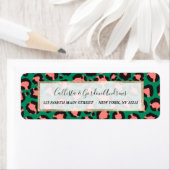 Étiquette Poster de animal Léopard vert rose corail moderne (En situation)