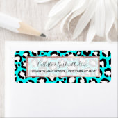 Étiquette Poster de animal moderne Cyan Blue Leopard (En situation)