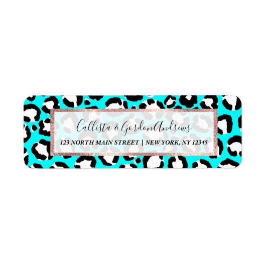 Étiquette Poster de animal moderne Cyan Blue Leopard (Devant)