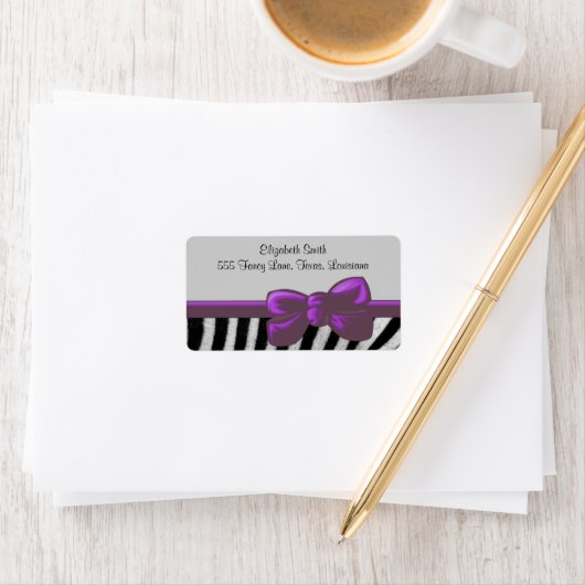 Étiquette Poster de animal, rayures de zèbre - blanc noir (En situation)