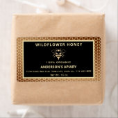 Étiquette pot de miel d'abeille d'or moderne (En situation)