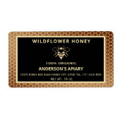 Étiquette pot de miel d'abeille d'or moderne (Devant)