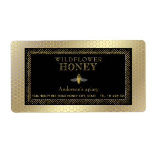 Étiquette pot de miel d'abeille rustique vintage