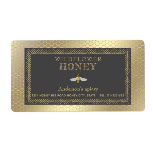 Étiquette pot de miel d'abeille rustique vintage (Devant)