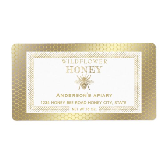 Étiquette pot de miel d'abeille rustique vintage (Devant)