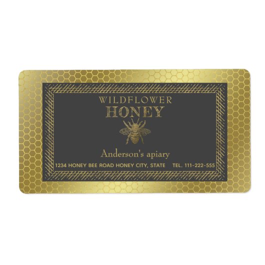 Étiquette pot de miel d'abeille rustique vintage (Devant)