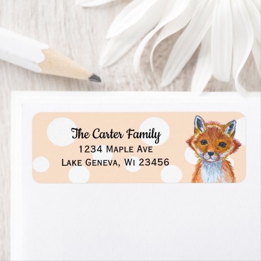 Étiquette Pot de polka de renard peint à la main (En situation)