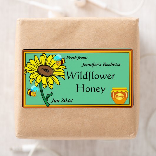 Étiquette Pot de tournesol et de miel (En situation)