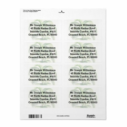 Étiquette Potted Palm Tree Custom Shipping Labels (Feuille entière)