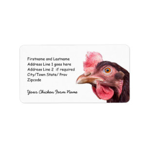 Étiquette Poule de rouge orange d'image de poulet