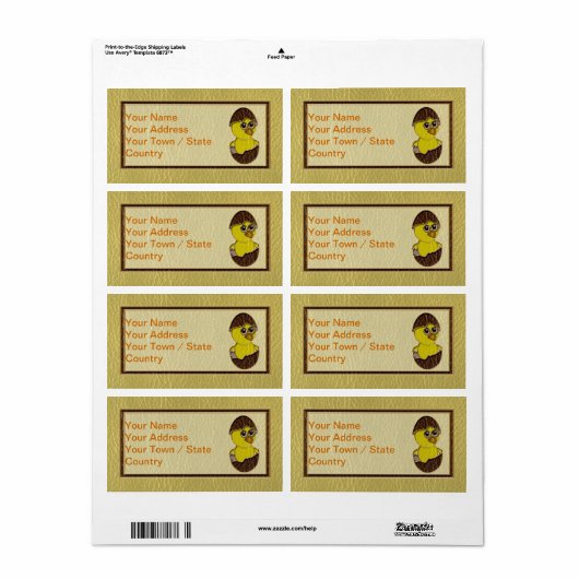 Étiquette Poulet de Pâques (Feuille entière)