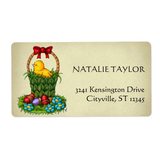 Étiquette Poulet de Pâques mignon (Devant)
