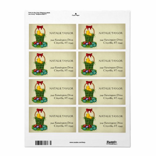 Étiquette Poulet de Pâques mignon (Feuille entière)