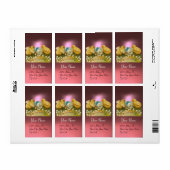 ÉTIQUETTE POULET, FLEURS, OEUF DE PÂQUES EN ROSE (Feuille entière)