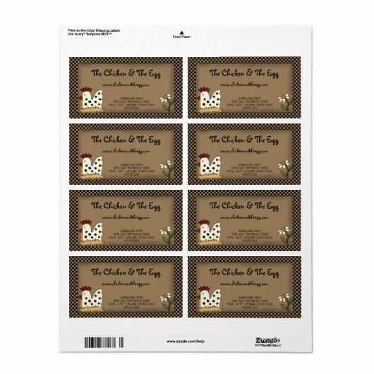 Étiquette Poulet Kraft de style rustique de ferme campagnard (Feuille entière)