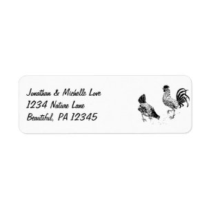 Étiquette Poulets et coq Adresse noire et blanche