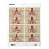 Étiquette poulpe vintage (Feuille entière)