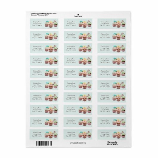 Étiquette poupée de cupcake coloré (Feuille entière)