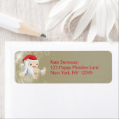 Étiquette Poupée monstre de neige de Noël avec chapeau de Pè (En situation)